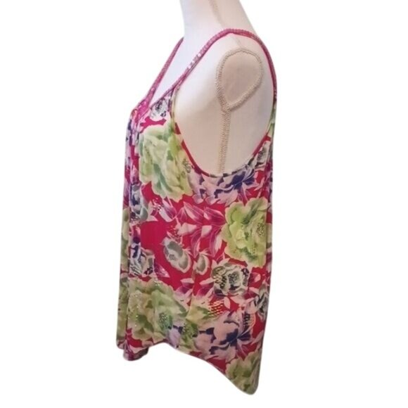 Free People Lighweight Pink Multi Floral Sequin Tank Top Y2K Size‎ S - Picture 5 of 13
